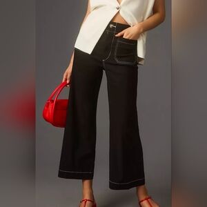 NWT The Colette Crop Wide-Leg Pants by Maeve: Contrast-Stitch Edition